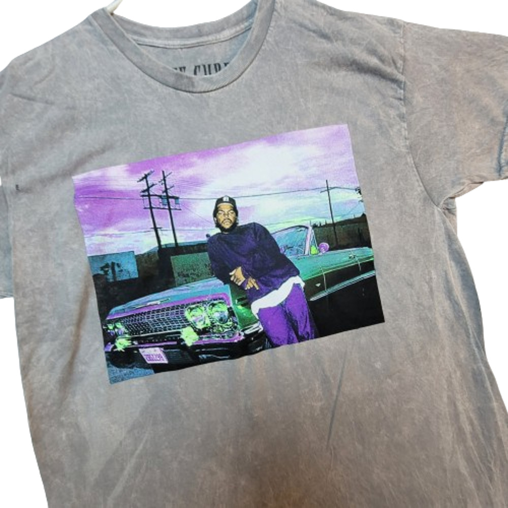 ICE CUBE Tee Shirt Men's Retro 80s Graphic Burnout Gray Size Large - FLAW